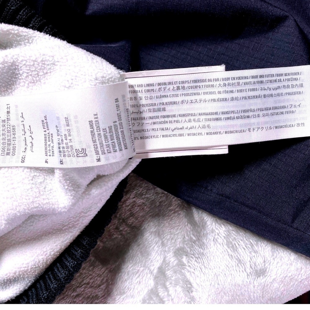 Hollister Navy Blue All-Weather Jacket Fleece Lined Removable Hood XS No Fur - Picture 4 of 12